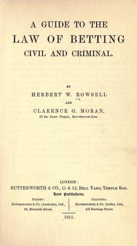 A guide to the law of betting civil & criminal