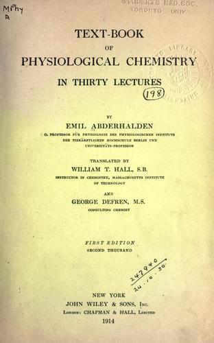 Text-book of physiological chemistry in thirty lectures
