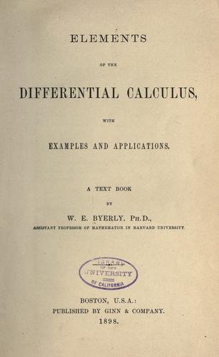 Elements of the differential calculus