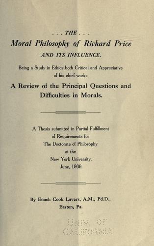 The moral philosophy of Richard Price and its influence