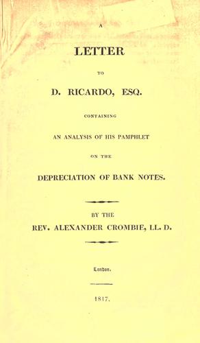 A letter to D. Ricardo, esq