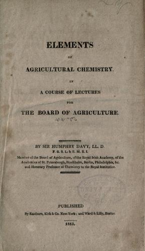 Elements of agricultural chemistry