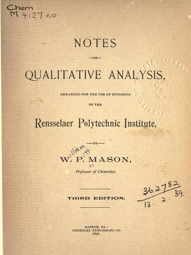 Notes on qualitative analysis