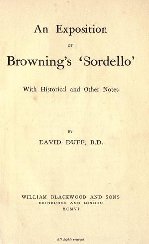 An exposition of Browning's 'Sordello'