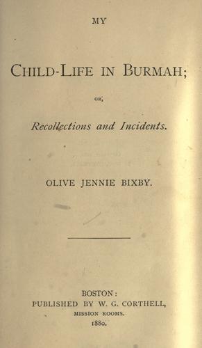 My child-life in Burmah