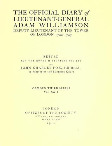 The official diary of Lieutenant-General Adam Williamson