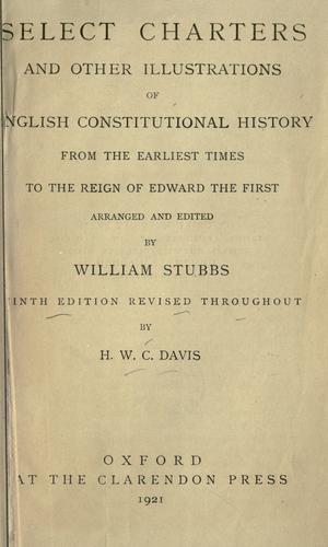 Select charters and other illustrations of English constitutional history