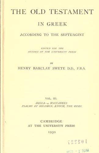 The Old Testament in Greek according to the Septuagint