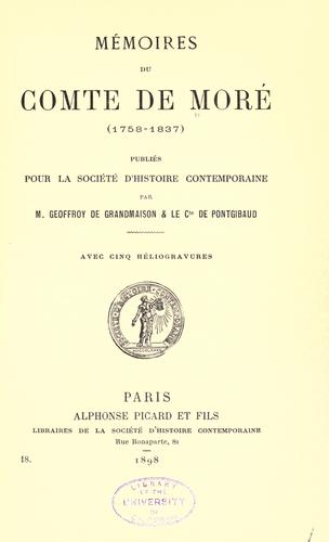Memories du comte de More (1758-1837)