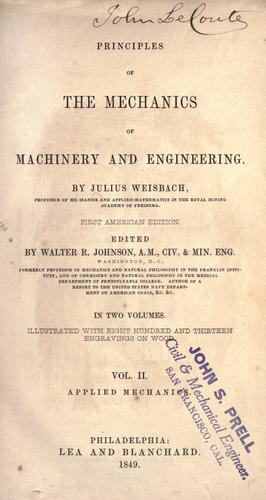 Principles of the mechanics of machinery and engineering