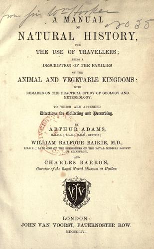 A manual of natural history, for the use of travellers