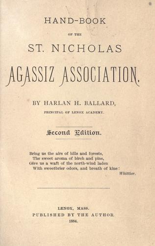 Hand-book of the St. Nicholas Agassiz Association