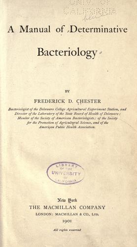 A manual of determinative bacteriology