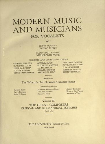 Modern music and musicians for vocalists