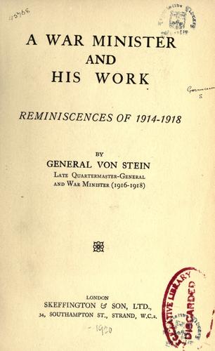 A war minister and his work