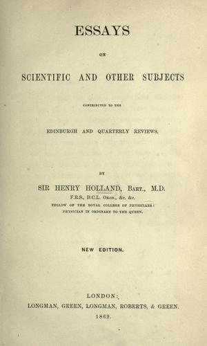 Essays on scientific and other subjects