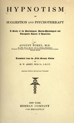 Hypnotism; or, Suggestion and psychotherapy