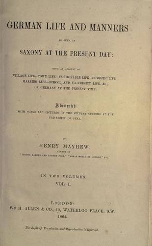 German life and manners as seen in Saxony at the present day