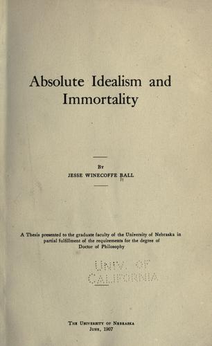 Absolute idealism and immortality ..