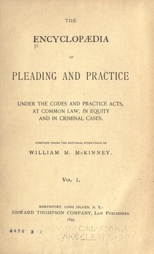 The Encyclopaedia of pleading and practice