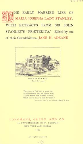 The early married life of Maria Josepha, lady Stanley