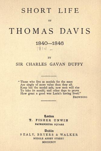 Short life of Thomas Davis, 1840-1846