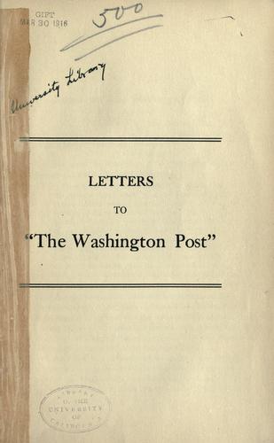 Letters to "The Washington Post."