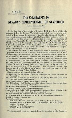 The celebration of Nevada's semicentennial of statehood ..
