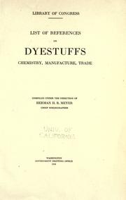 List of references on dyestuffs chemistry, manufacture, trade