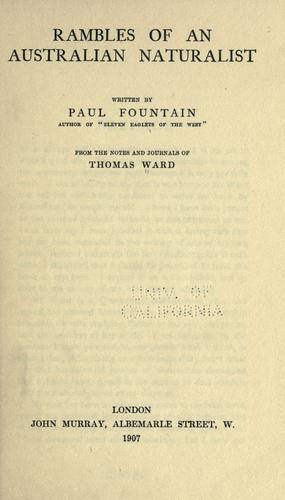Rambles of an Australian naturalist