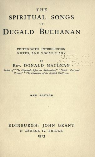 The spiritual songs of Dugald Buchanan