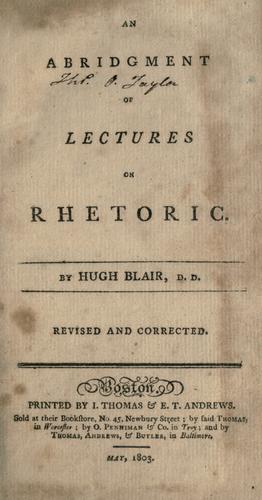 An abridgment of Lectures on rhetoric