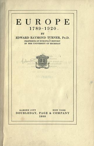 Europe, 1789-1920