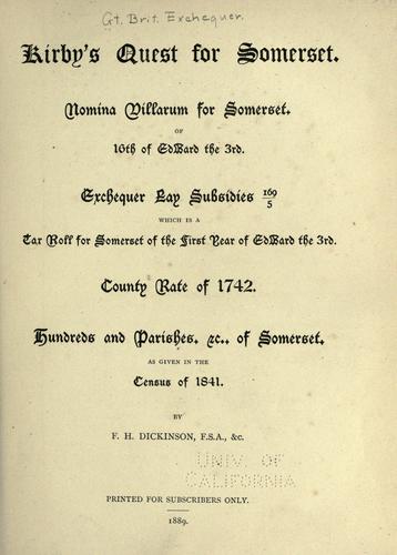 Kirby's quest for Somerset