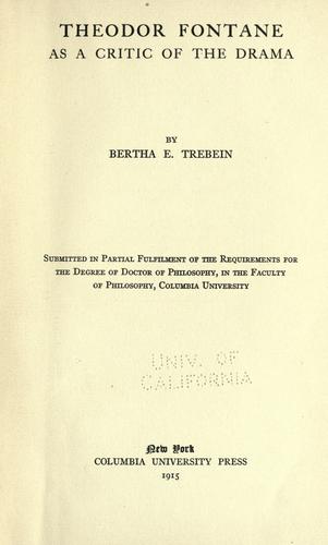 Theodor Fontane as a critic of the drama