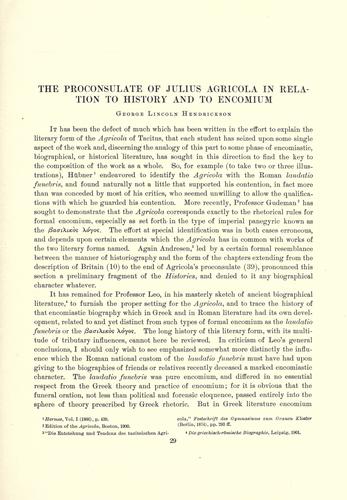 The proconsulate of Julius Agricola in relation to history and to encomium