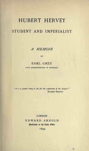 Hubert Hervey, student and imperialist