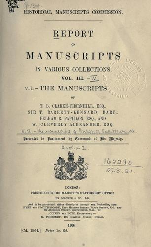 Report on manuscripts in various collections