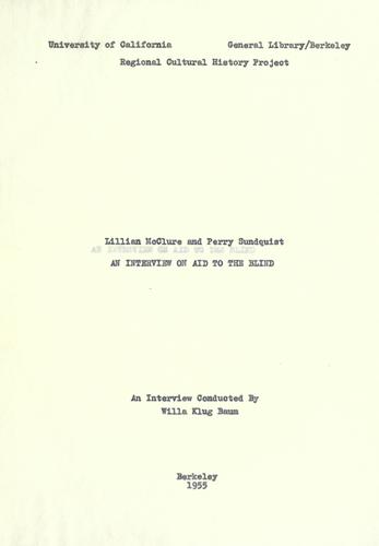 Aid to the blind in California, 1918-1955: an interview