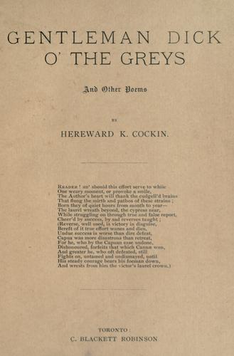 Gentleman Dick o' the Greys and other poems