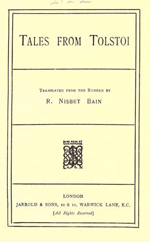 Tales from Tolstoi translated from the Russian