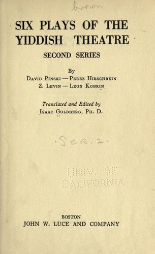 Six plays of the Yiddish theatre, second series