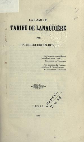 La famille Tarieu de Lanaudière