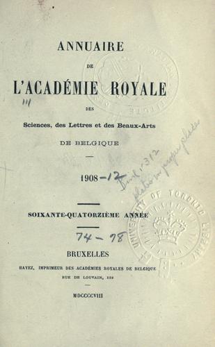 Annuaire de l'Académie royale des sciences, des lettres et des beaux-arts de Belgique