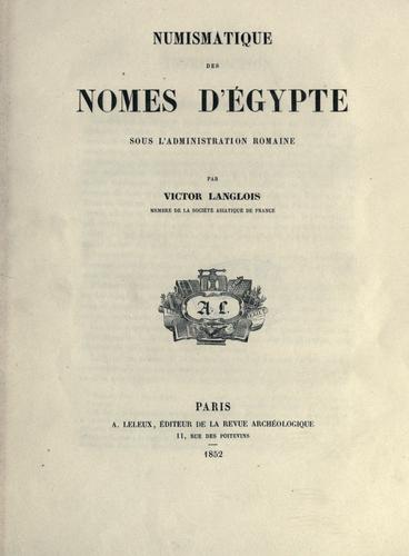 Numismatique des nomes d'Egypte sous l'administration romaine