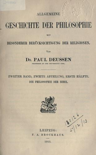 Die biblisch-mittelalterliche Philosophie
