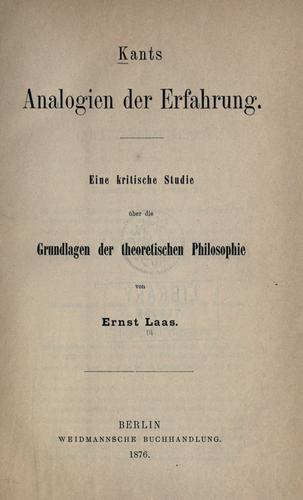 Kants Analogien der erfahrung