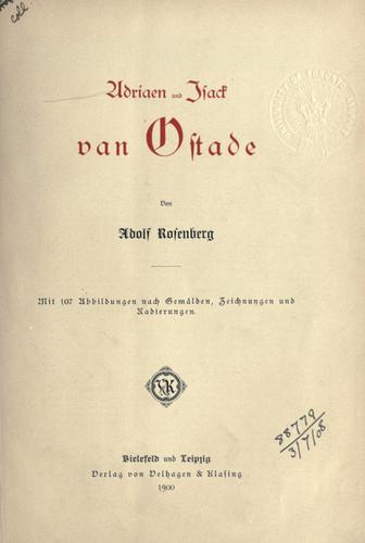 Adriaen und Isack van Ostade [Liebhaber-Ausg.]