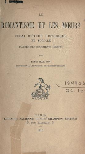 Le romantisme et les moeurs