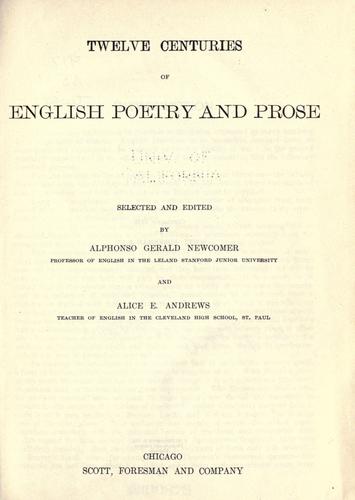 Twelve centuries of English poetry and prose